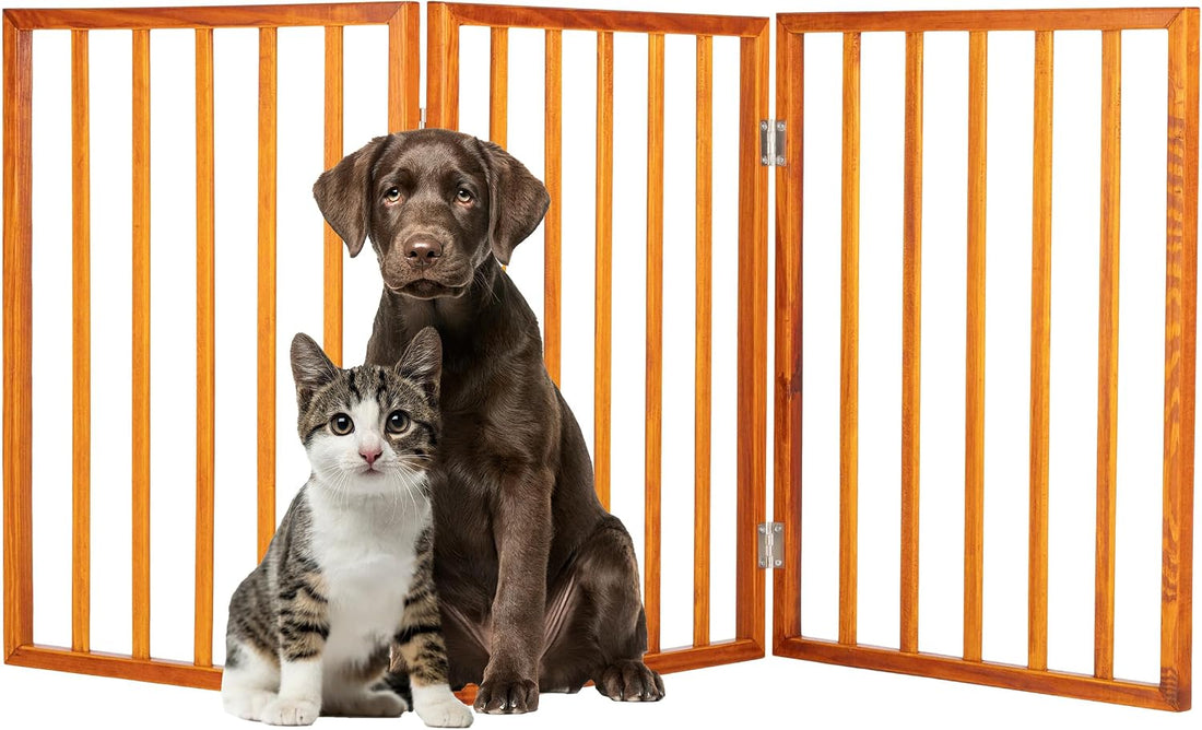 Pet Gate - 4-Panel Indoor Foldable Dog Fence for Stairs, Hallways