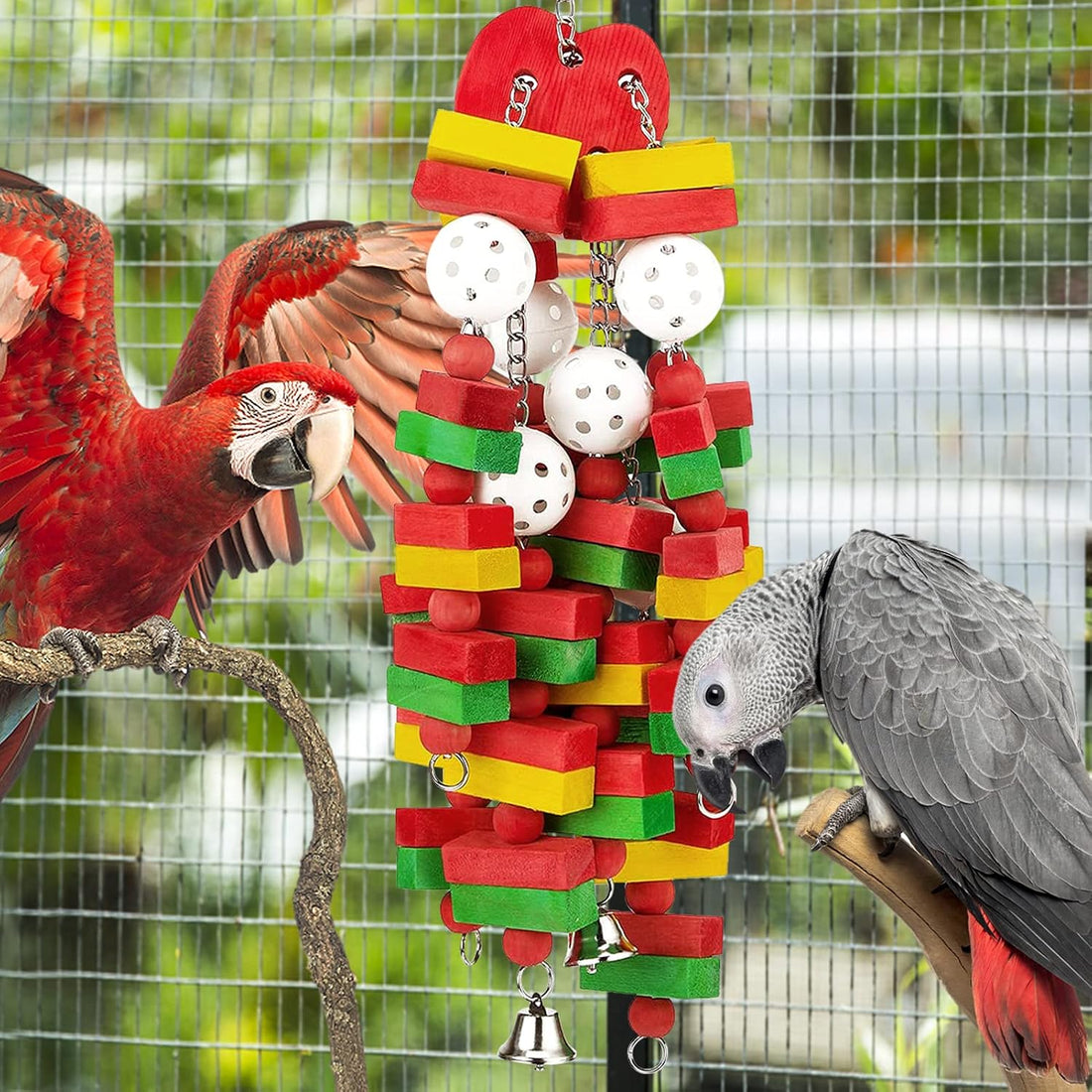 MEWTOGO Large Bird Parrot Toys for Cockatoos African Grey Macaws