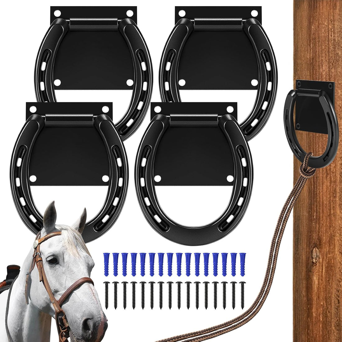 Zhengmy 2 Set Heavy-Duty Tie Ring for Horses with 8 Expansion