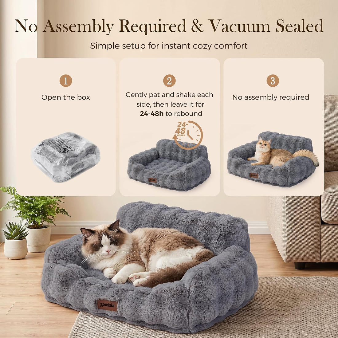 ZOMISIA Orthopedic Cat Couch Bed for Indoor Cats