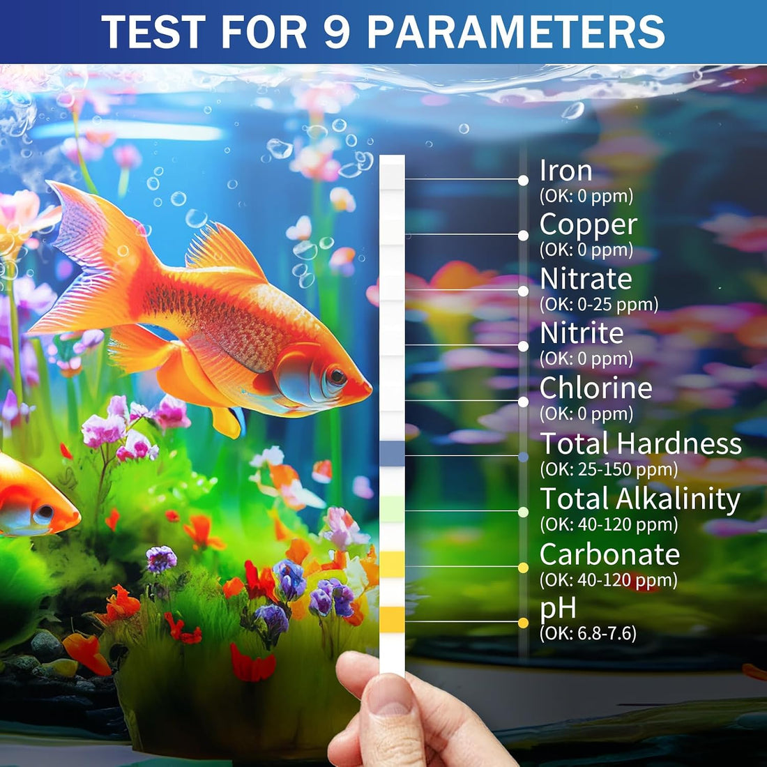 9 in 1 Aquarium Test Strips 150 Aquarium Test Kit Fish Tank Test Kit