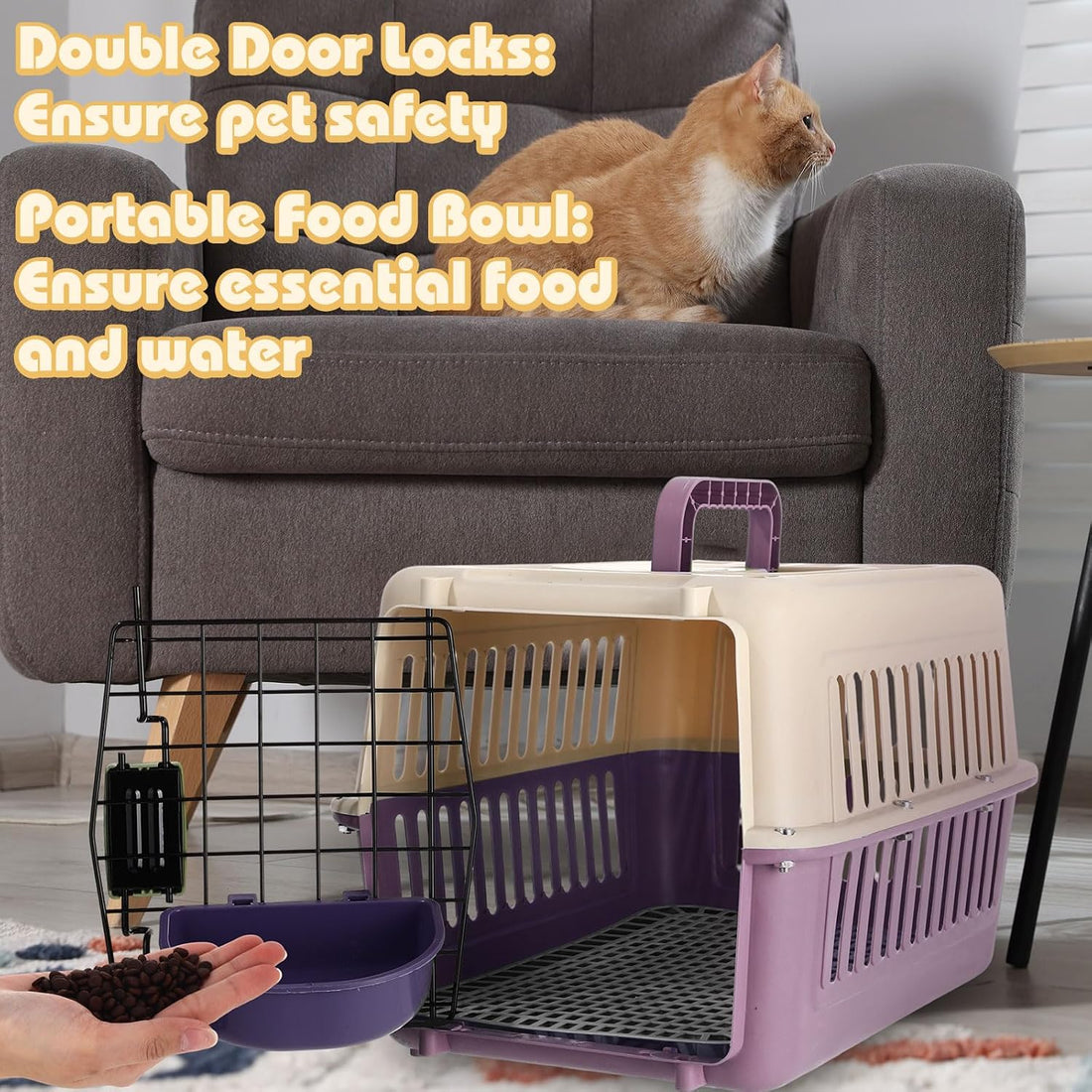 2 Set Hard Plastic Pet Carrier Breathable Dog Cat
