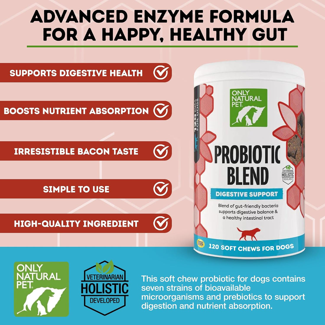 Only Natural Pet Probiotic Dog and Cat Supplement, Soft Chews