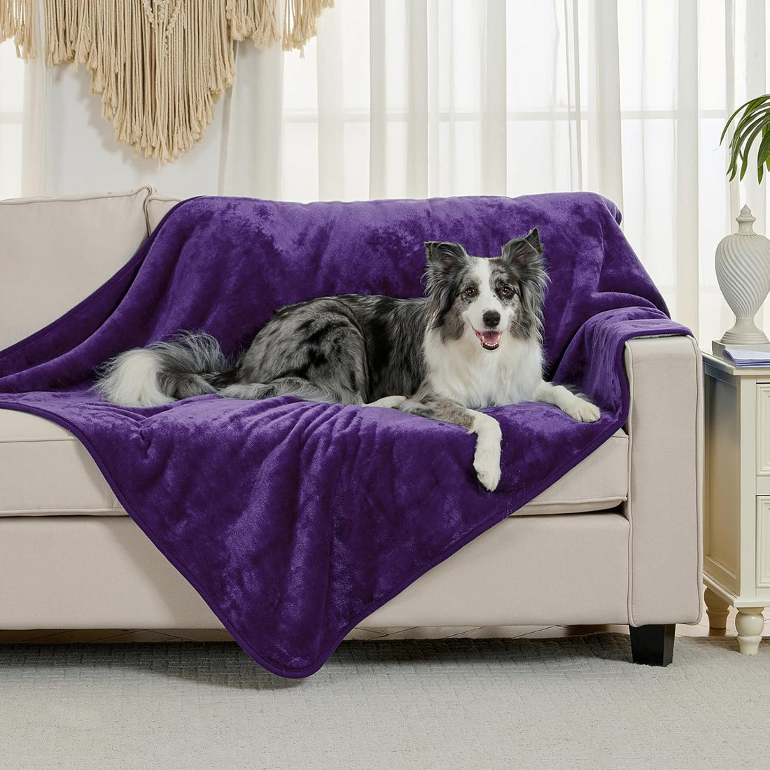 Soft Waterproof Blanket for Bed Couch Sofa, Dark Purple, 60x80inches