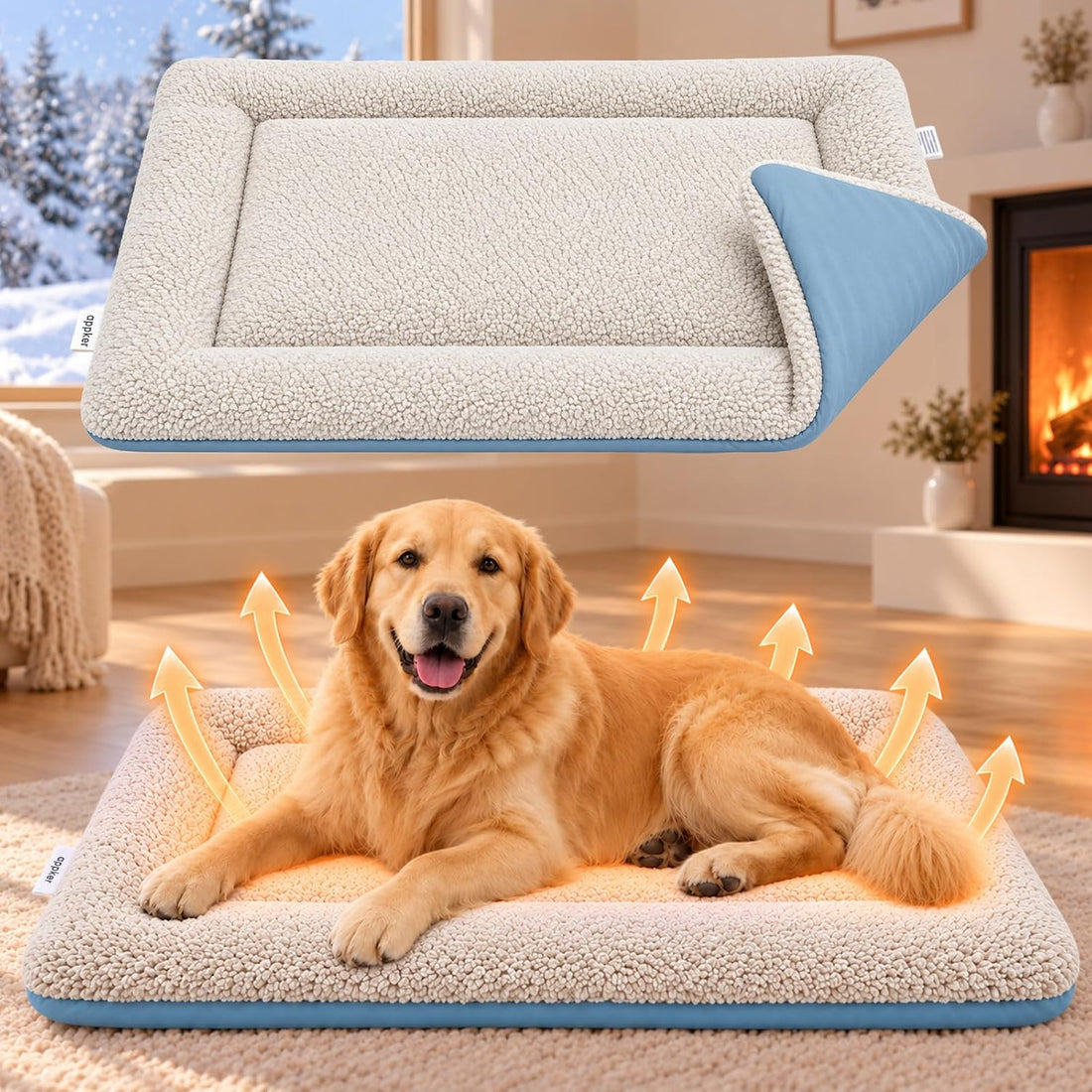 Dog Crate Pad 35" x 24" Self Warming Pet Bed for Medium Dogs, Gray