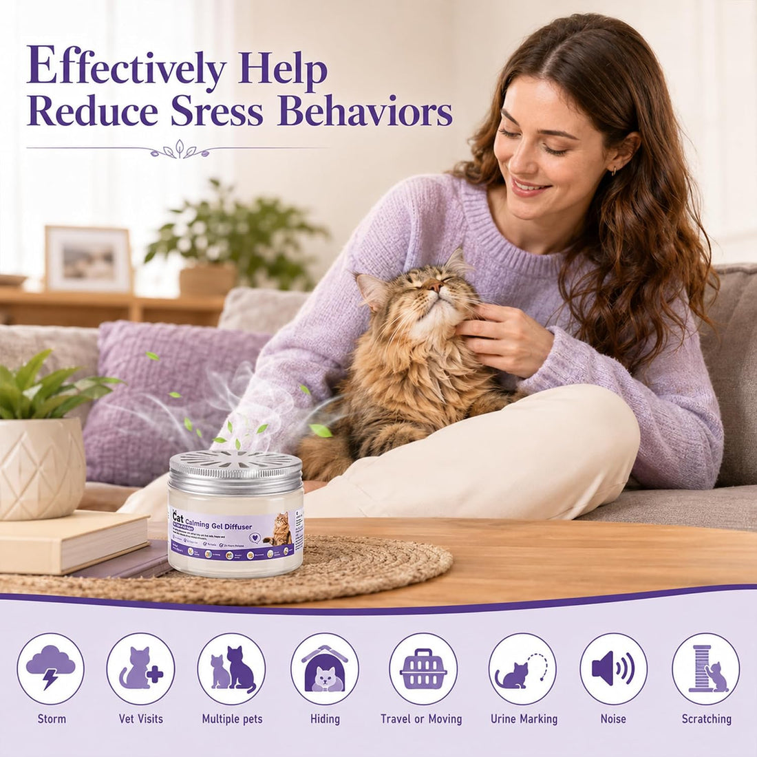 4 Pack Cat Pheromone Calming Diffuser Gel Relieve Anxiety