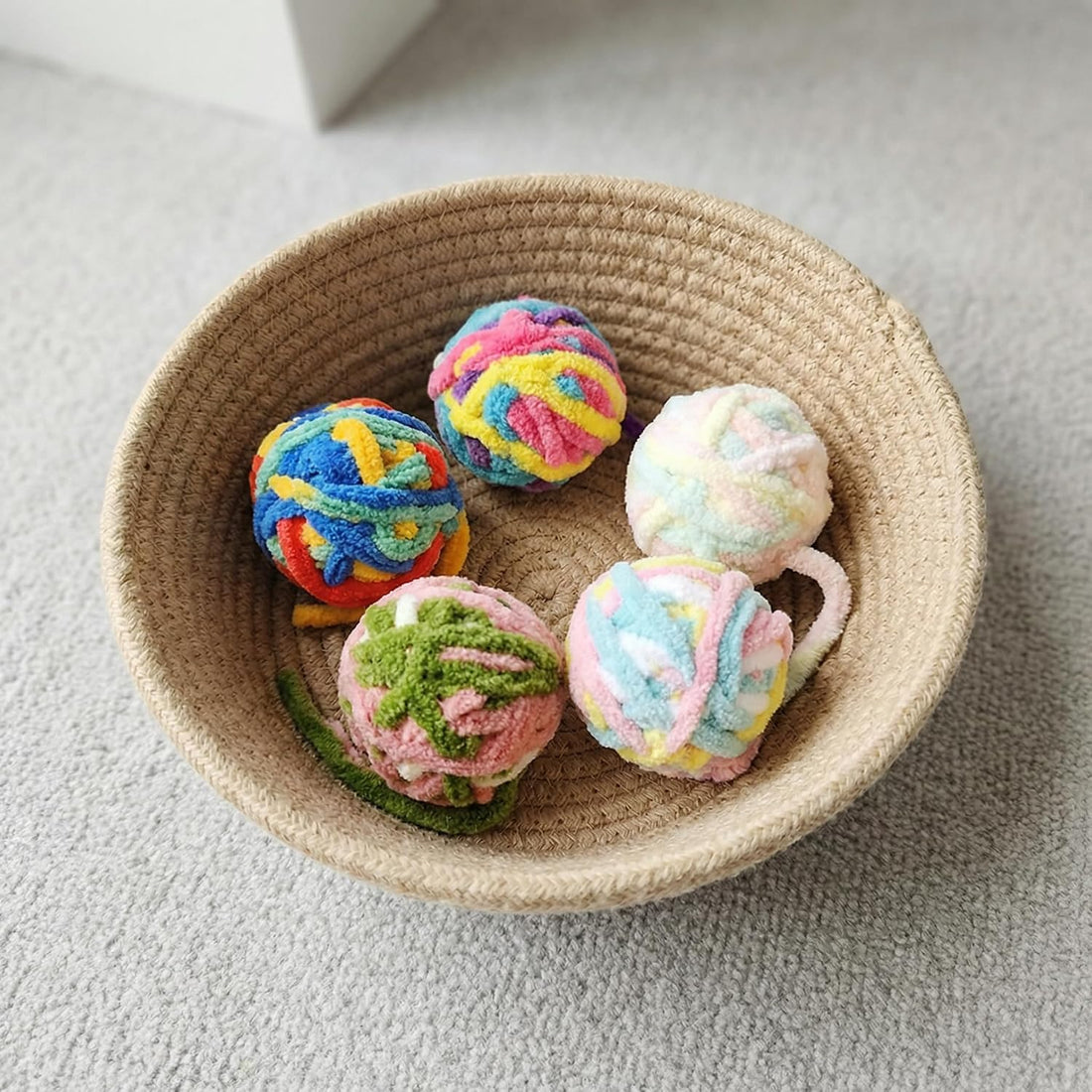 Cat Yarn Balls with Bell Inside, Kitten Toys Pack 5Pcs