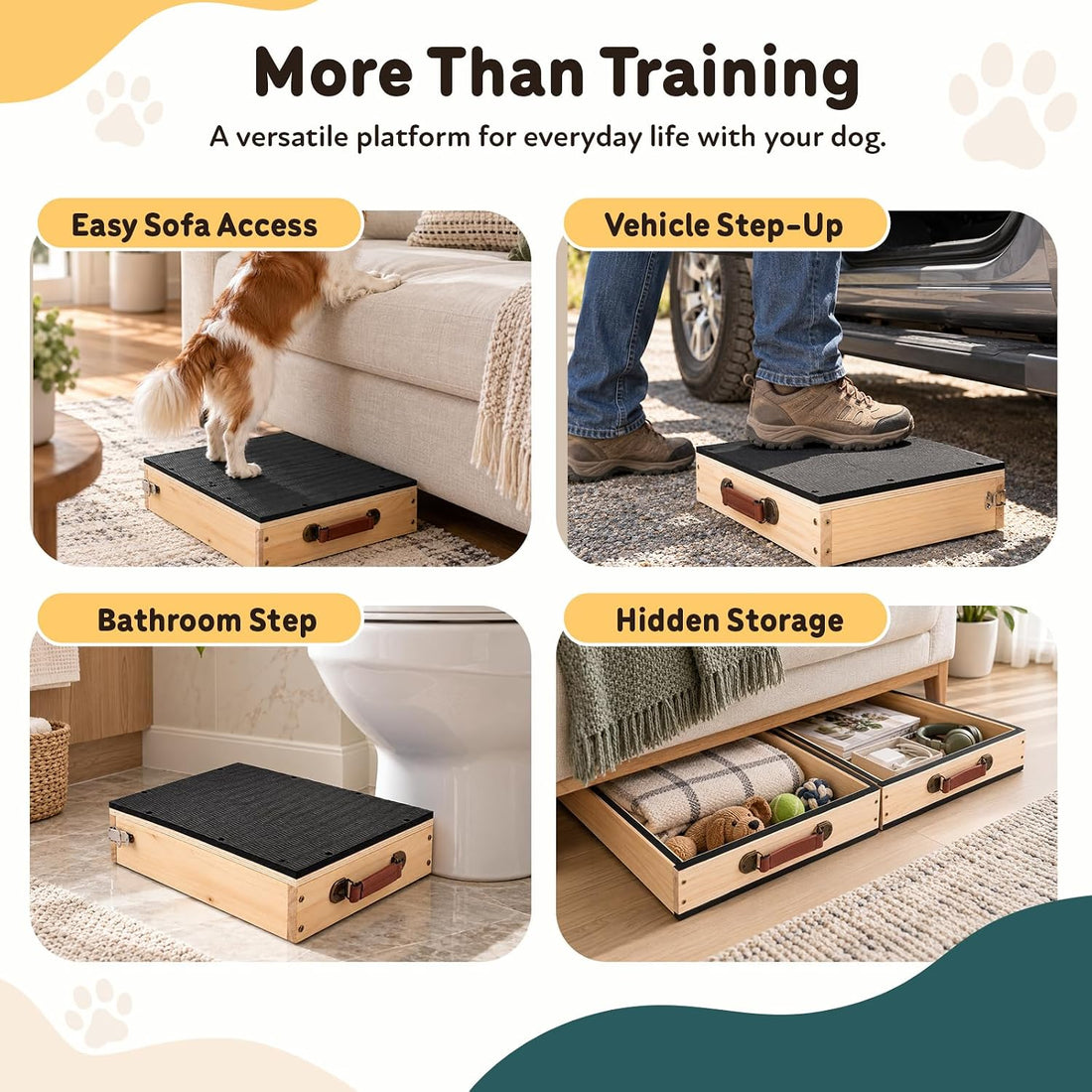 2 PCS Place Board Wooden Connectable Dog Training Platform, Black