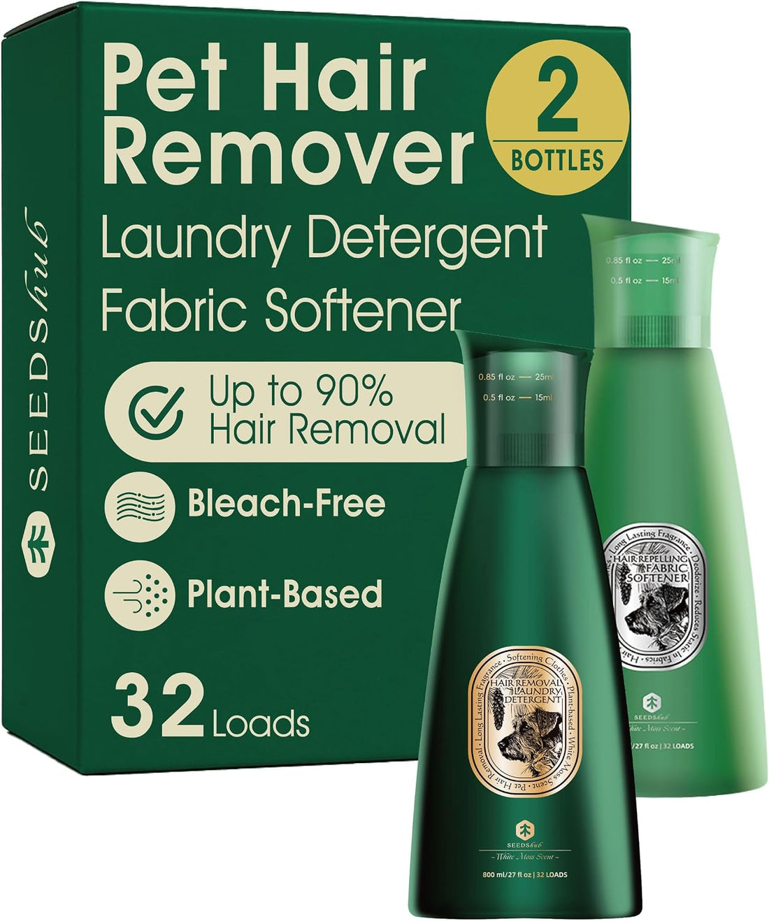 Pet Hair Remover for Laundry Bundle, Up to 90% Fur Removal, 64 Loads