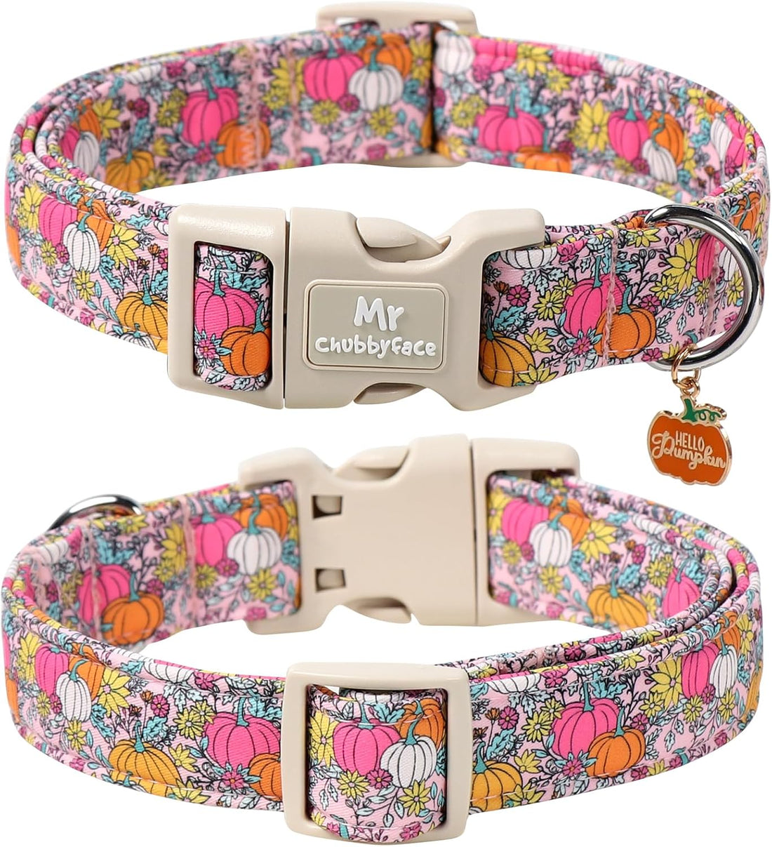 ·MR. CHUBBYFACE· Halloween Flower Pumpkin Dog Collar for Small Dogs S