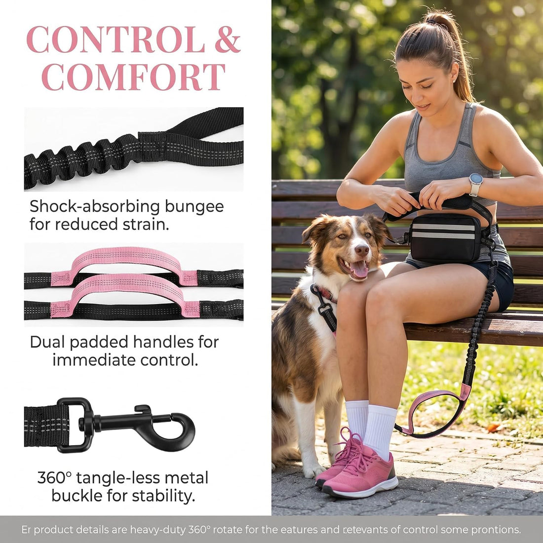 Waist Leash for Dog Walking - Adjustable Hands-Free