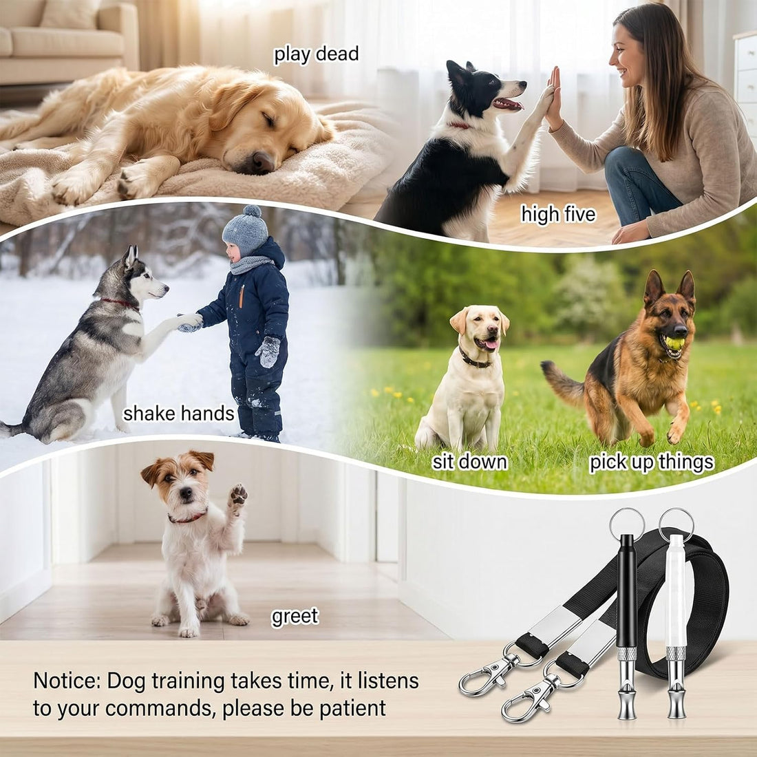 2 Pack Dog Whistle to Stop Barking, Dog Whistle Training Set