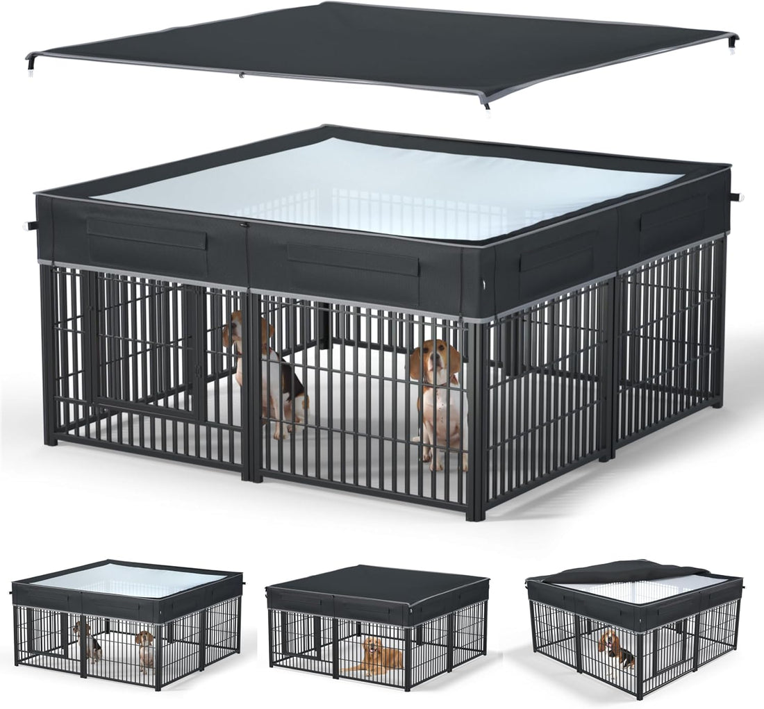 Dog Playpen Cover Reinforced with Waterproof Sunshade Curtain