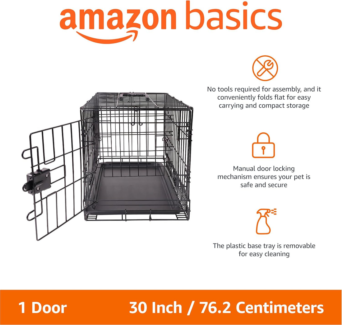 Portable, Foldable Metal Wire Dog Crate with Removable Tray