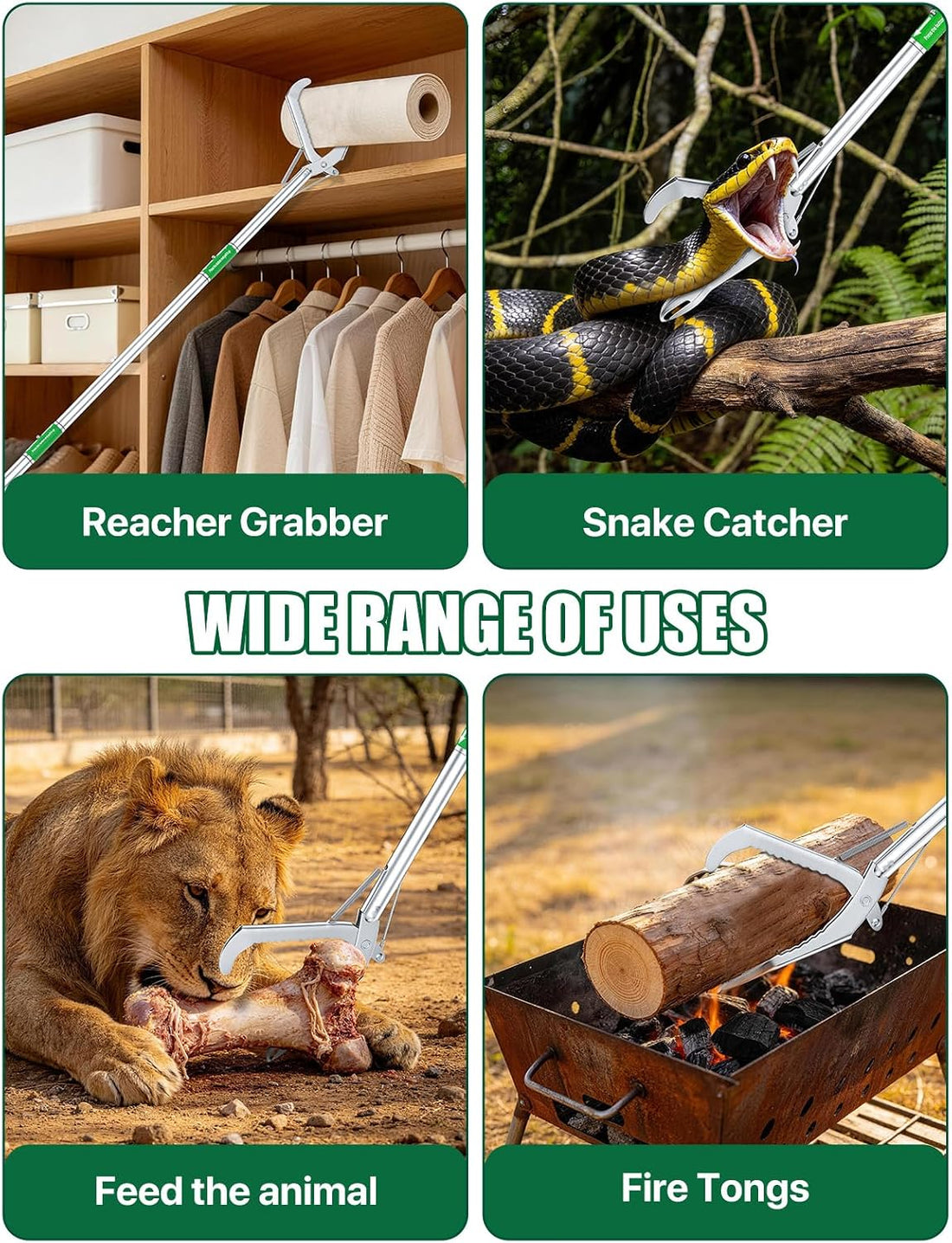 Grabber Reacher Tool, 50" Foldable Extra Long Snake Grabber