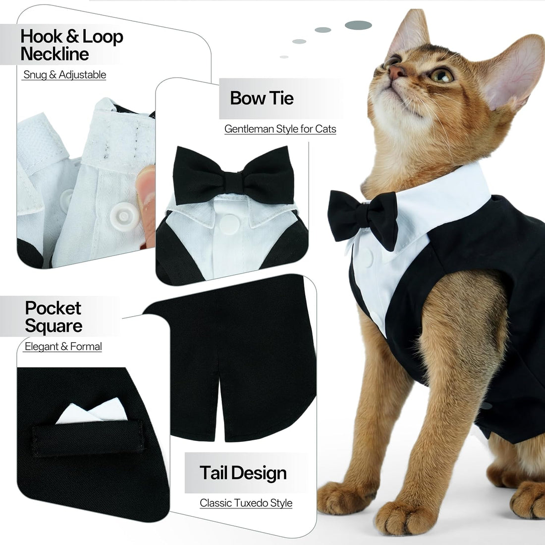 PUMYPOREITY Cat Tuxedo Suit Formal Wear with Bow Tie