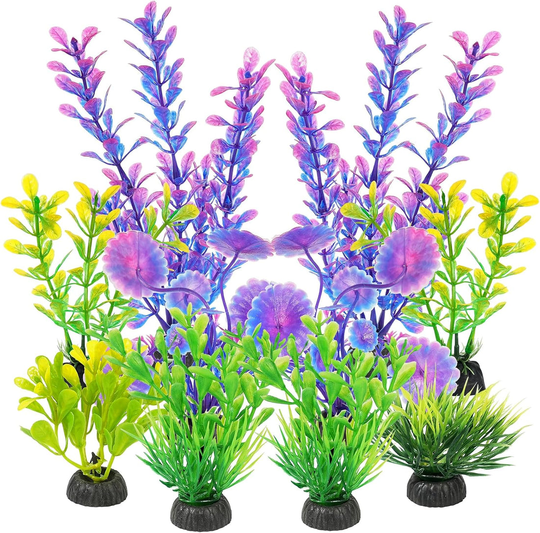 AQUANEAT Artificial Fish Tank Plants, Plastic Aquarium Decorations