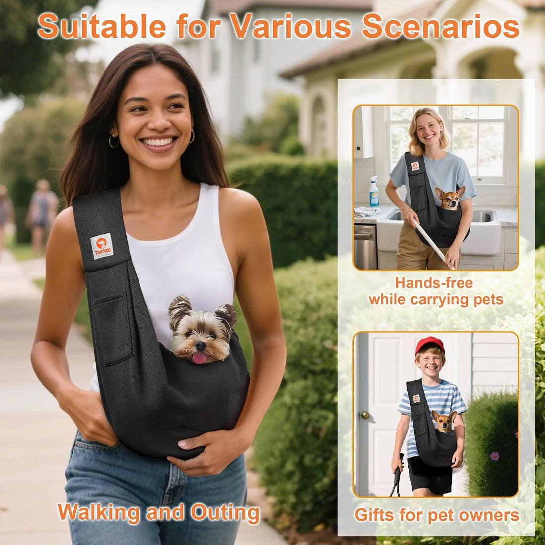 Tomkas Small Dog Cat Sling Carrier Puppy Purse Travel Wrap Soft
