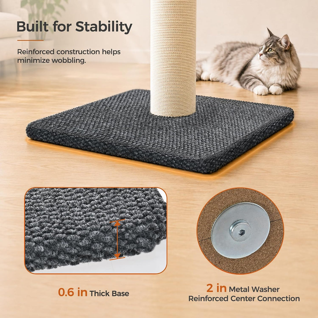 Made4Pets Cat Scratching Post with Sisal & Carpet for Indoor Cats