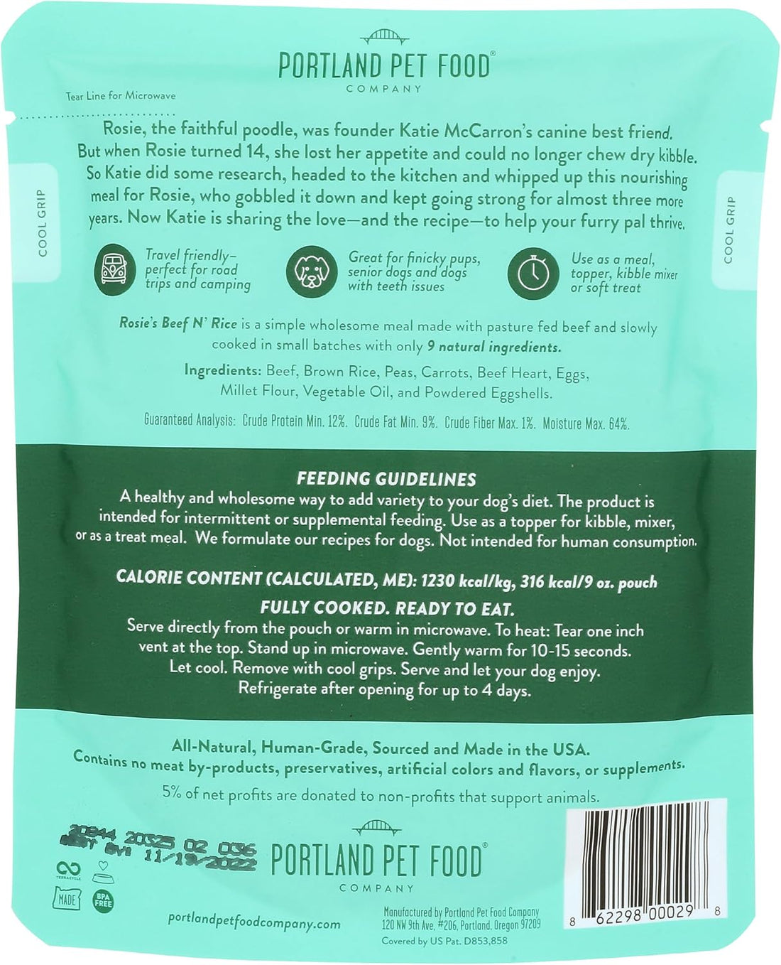 Portland Pet Food Company, Homestyle Dog Meal Rosies Beef N Rice