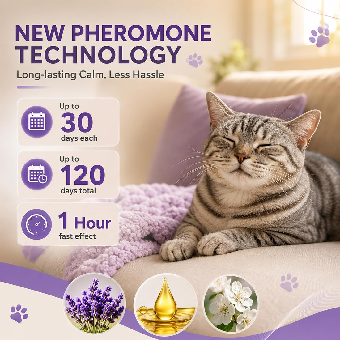 4 Pack Cat Pheromone Calming Diffuser Gel Relieve Anxiety