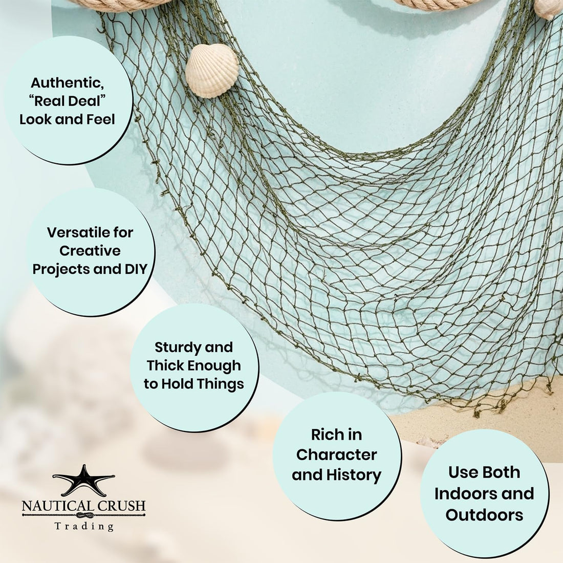 9GreenBox Nautical Decorative Fish Net 5' X 10' - Fish Netting