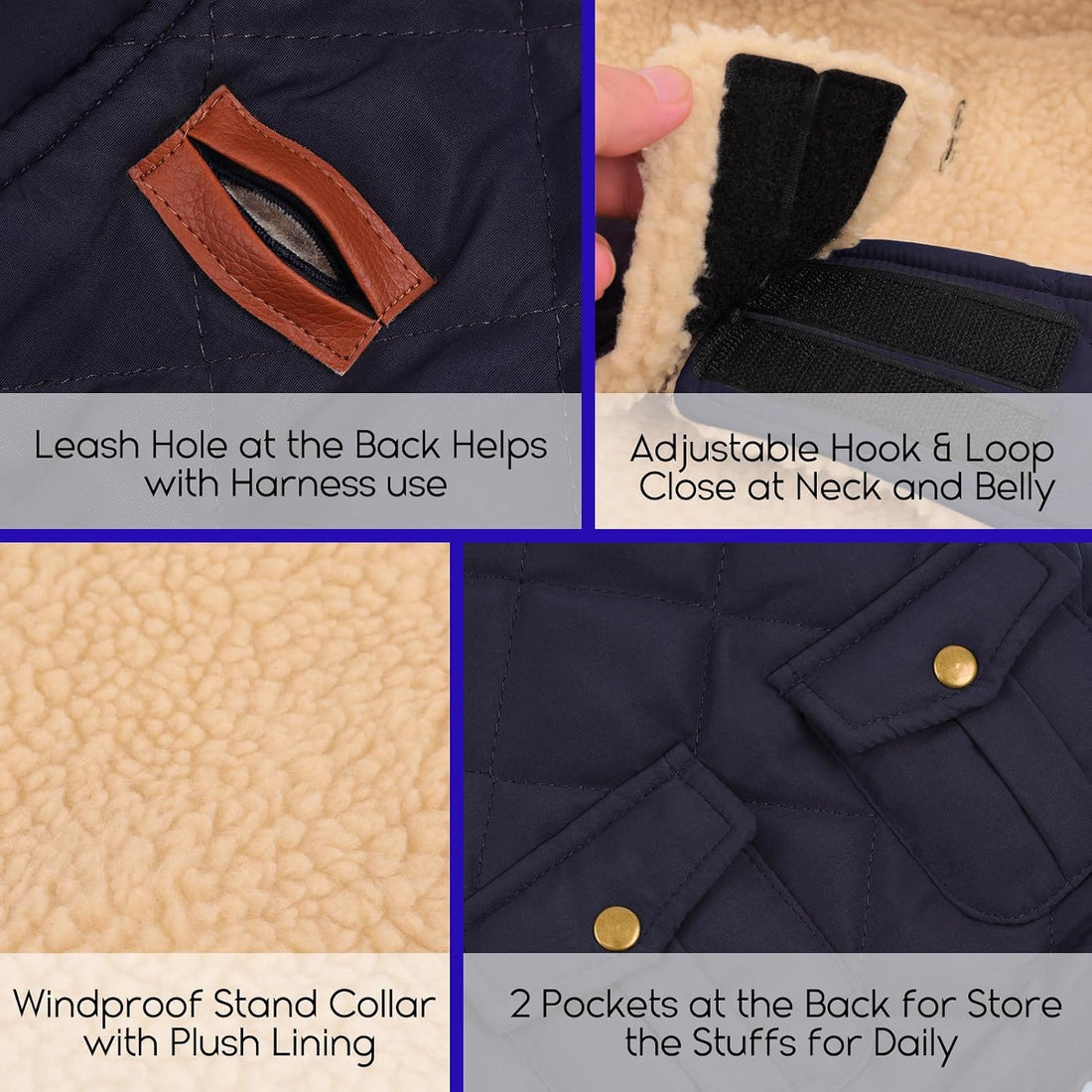 ASENKU Dog Winter Coat, Thick Plush Fleece Lining Dog Jacket