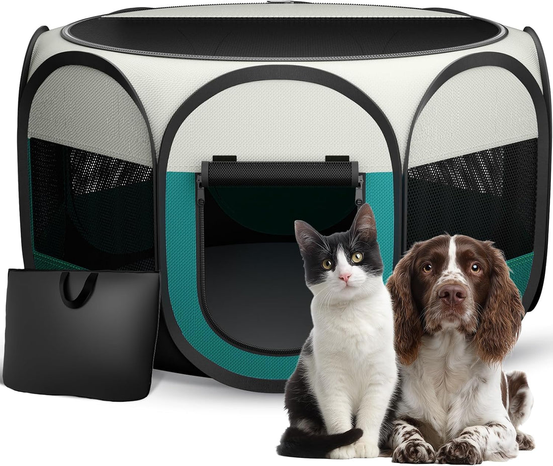 Portable Foldable Pet Playpen for Cats with Carrying Case