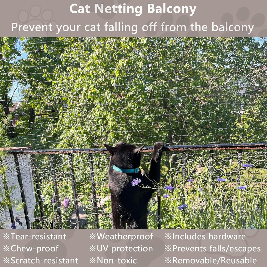 POYEE 10x26ft Cat Netting Balcony, Safety Net for Pets