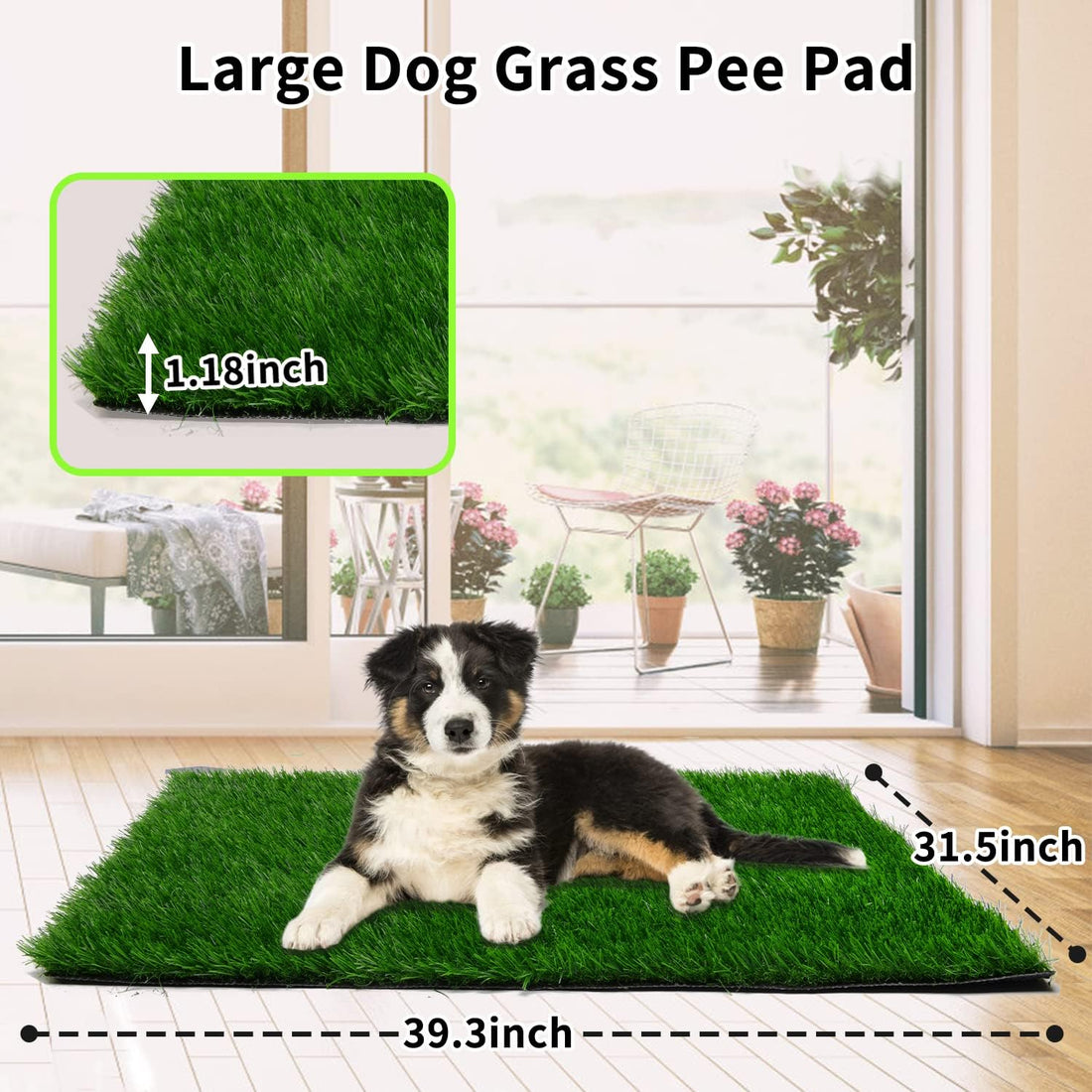 Fake Grass Pad for Dogs Potty Training Artificial Turf, 39.3x31.5in