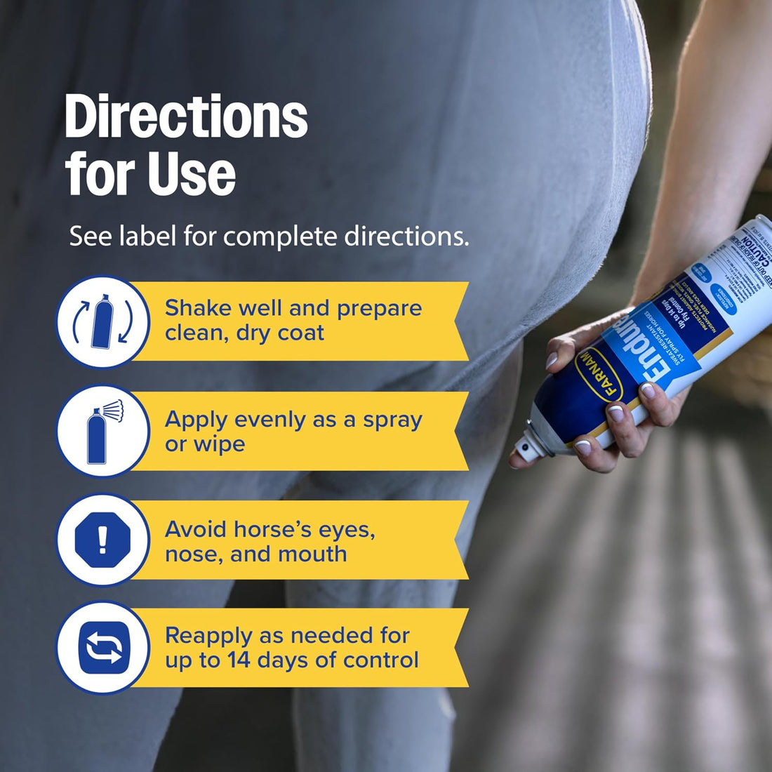 Farnam Endure Fly Spray for Horses, Long-Lasting Fly Repellent