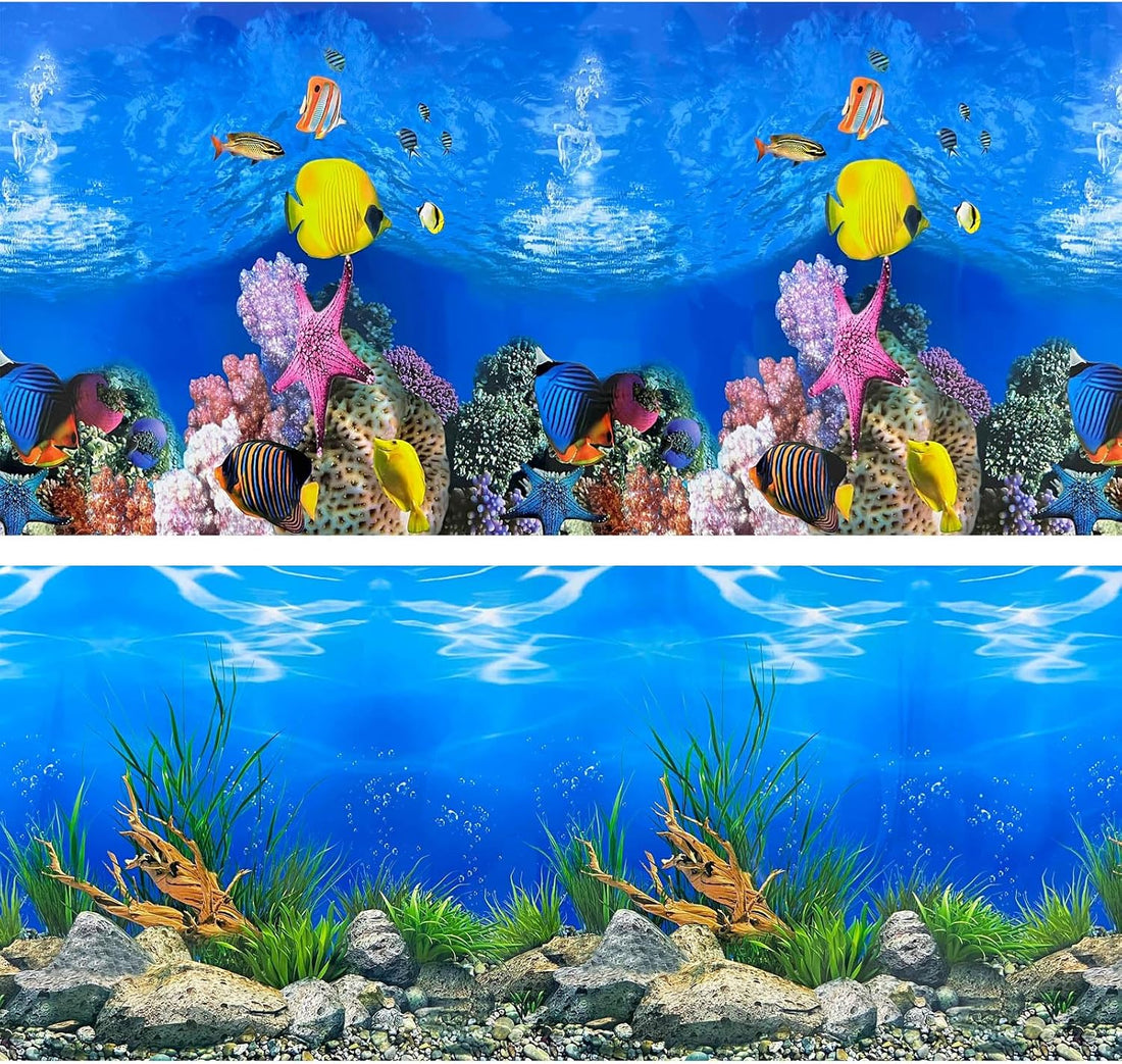 XCNO Aquarium Background Poster Fish Tank Wallpaper, Double-Sided