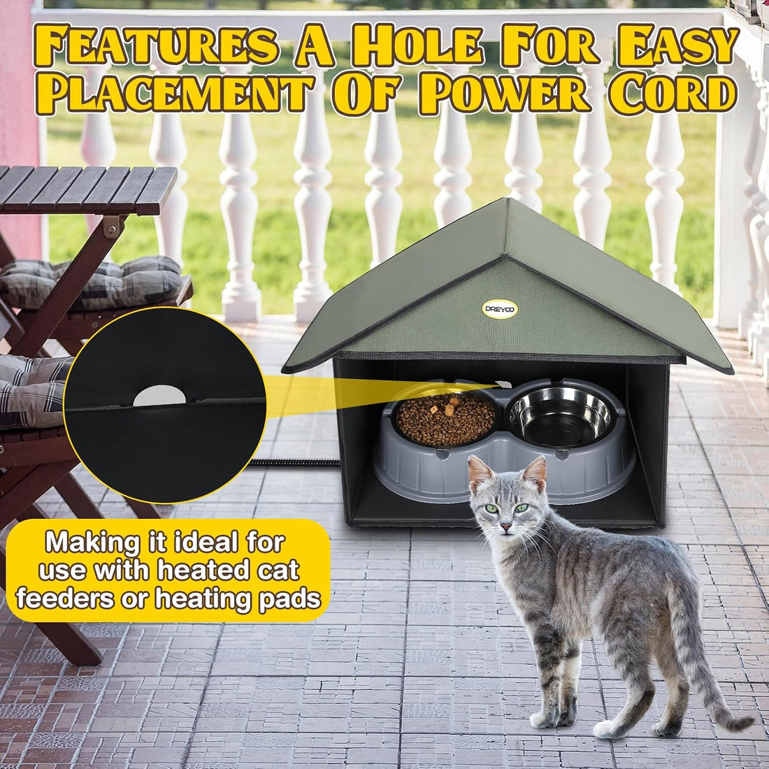 Dreyoo Outdoor Cat Feeding Station for Food & Water