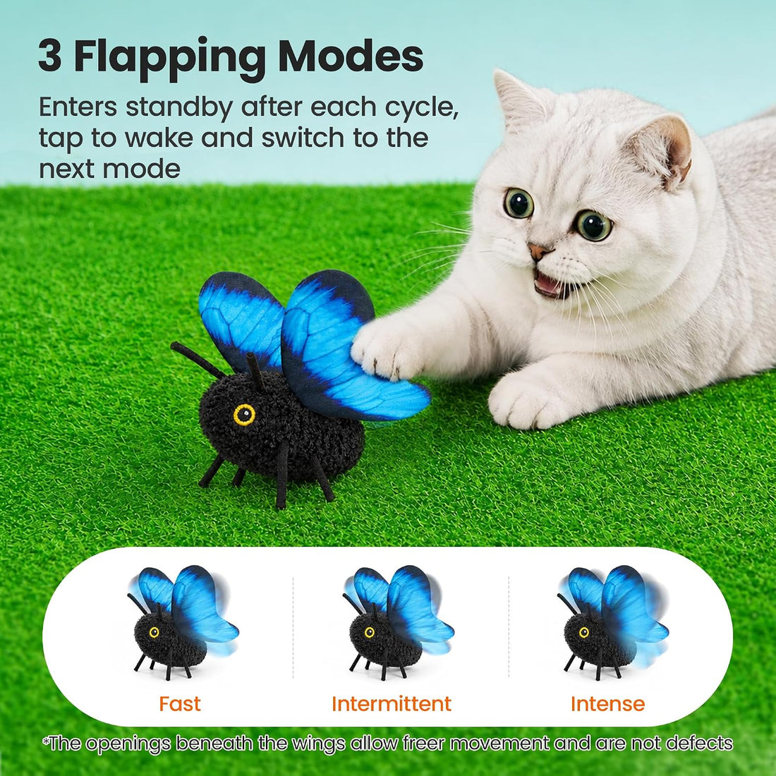 Potaroma 2 Pcs Flapping Butterfly Interactive Cat Toys with Catnip