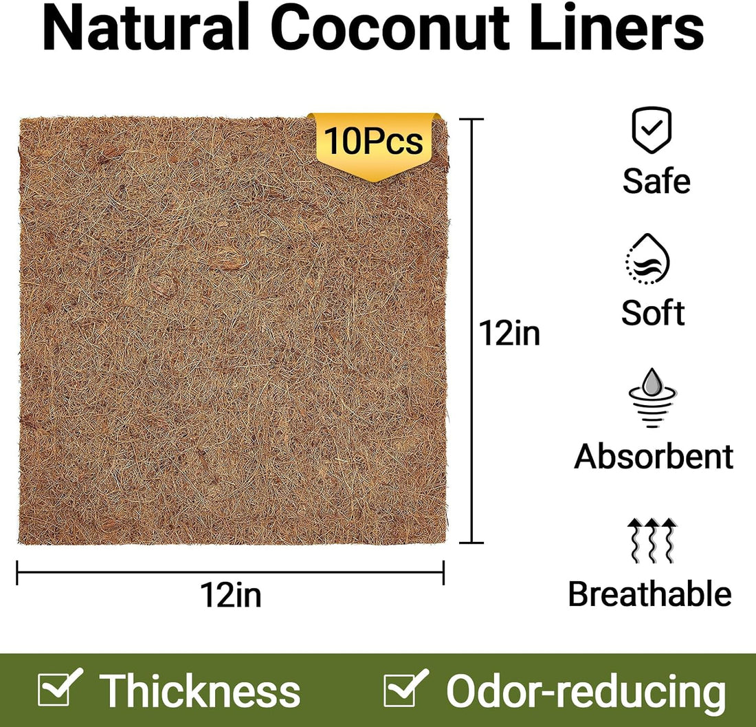 ZeeDix 10 Pcs Reptile Carpet 12x12 Inch Coconut Fiber Mat for Tank