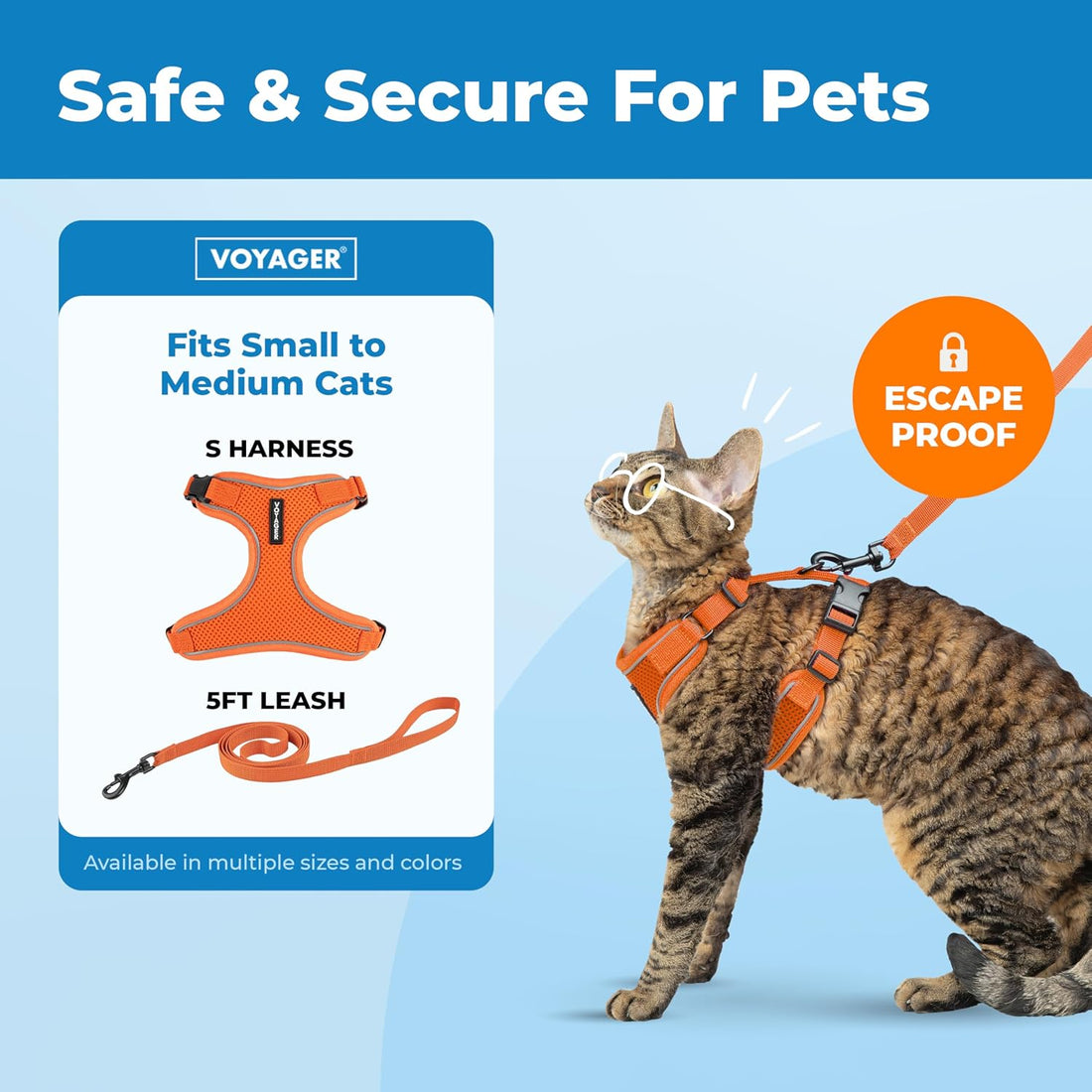 Voyager Escape-Proof Step-in Harness & Leash - Orange, Small