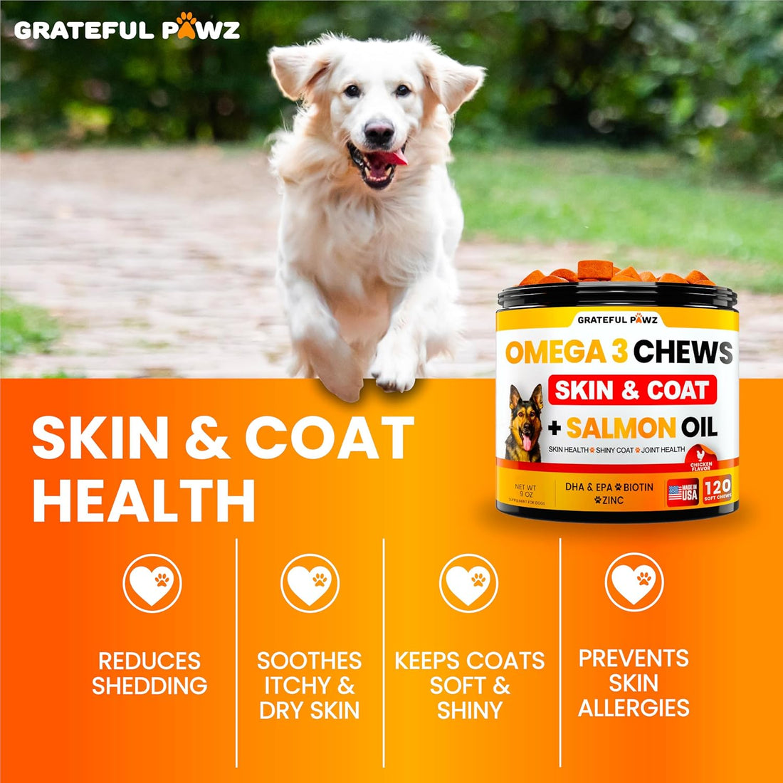 Omega 3 for Dogs - Fish Oil for Dogs Chews - Allergy and Itch Relief