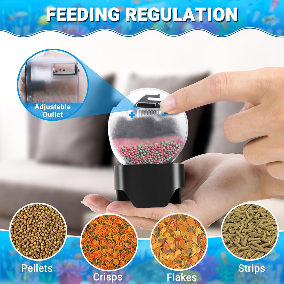 Ycozy Automatic Fish Feeder for Aquarium Auto Food Dispenser