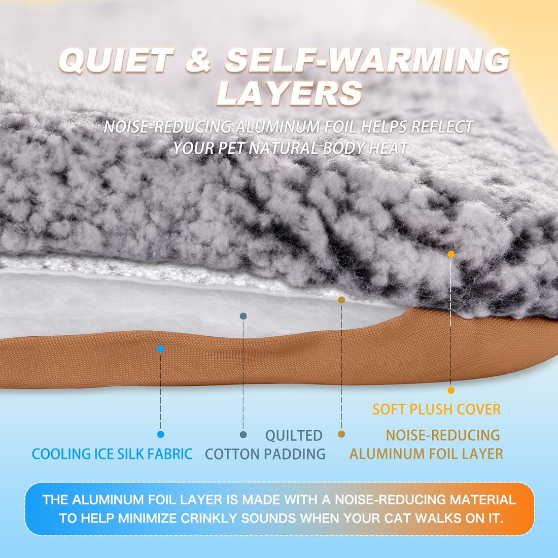 Self Warming Cat Bed, Reversible Self Heating Cat Pad, Dark Brown