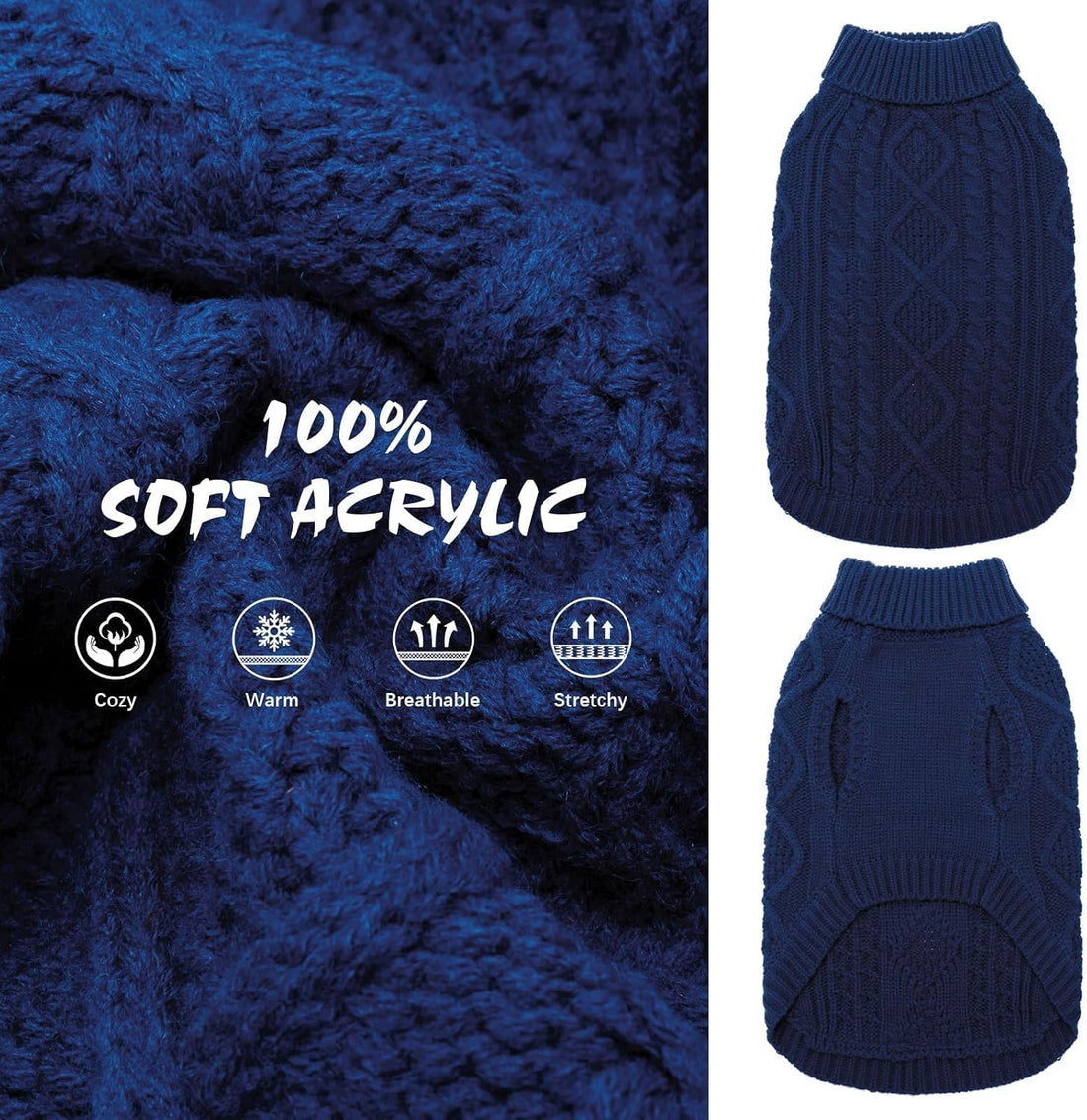 BINGPET Dog Sweater for Small Medium Dogs, Turtleneck Knitted Clothes