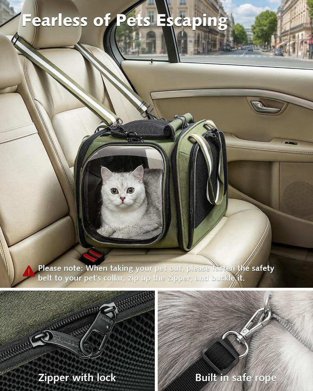 Pecute Cat Carrier,Double Bubble Pet Carrier for Cat Small