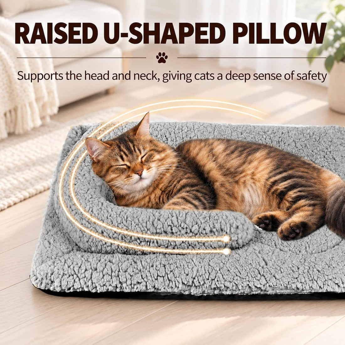 TailTastic Self Warming Cat Bed with U-Shaped Pillow for Warmth