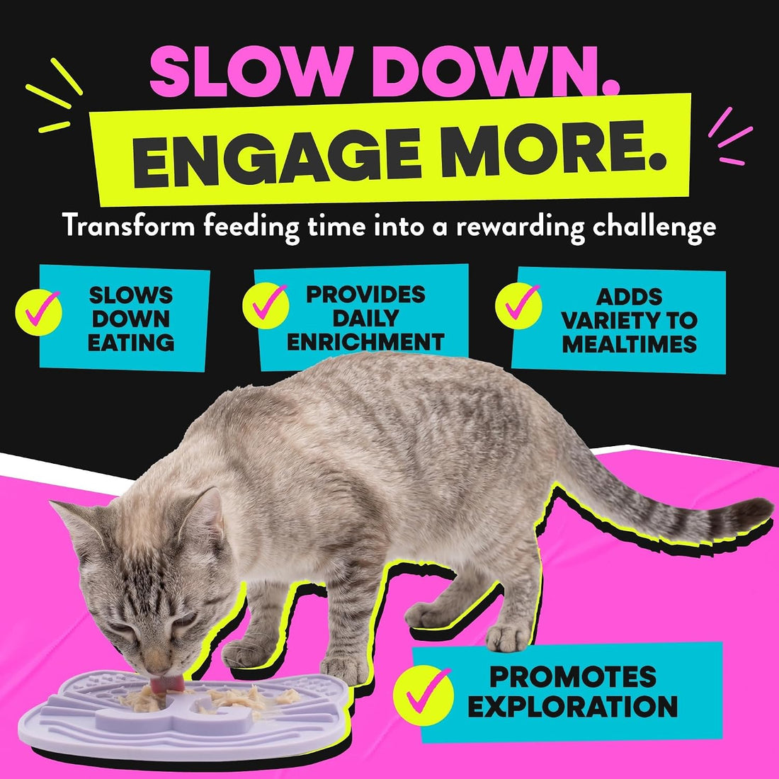 Jackson Galaxy Mmmeow Mat - Slow Feeding Interactive Puzzle Mat