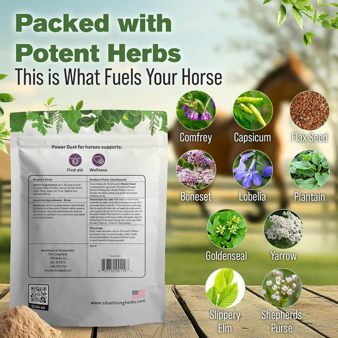 Silver Lining Herbs Power Dust Horse Wound Care Powder - 1 lb