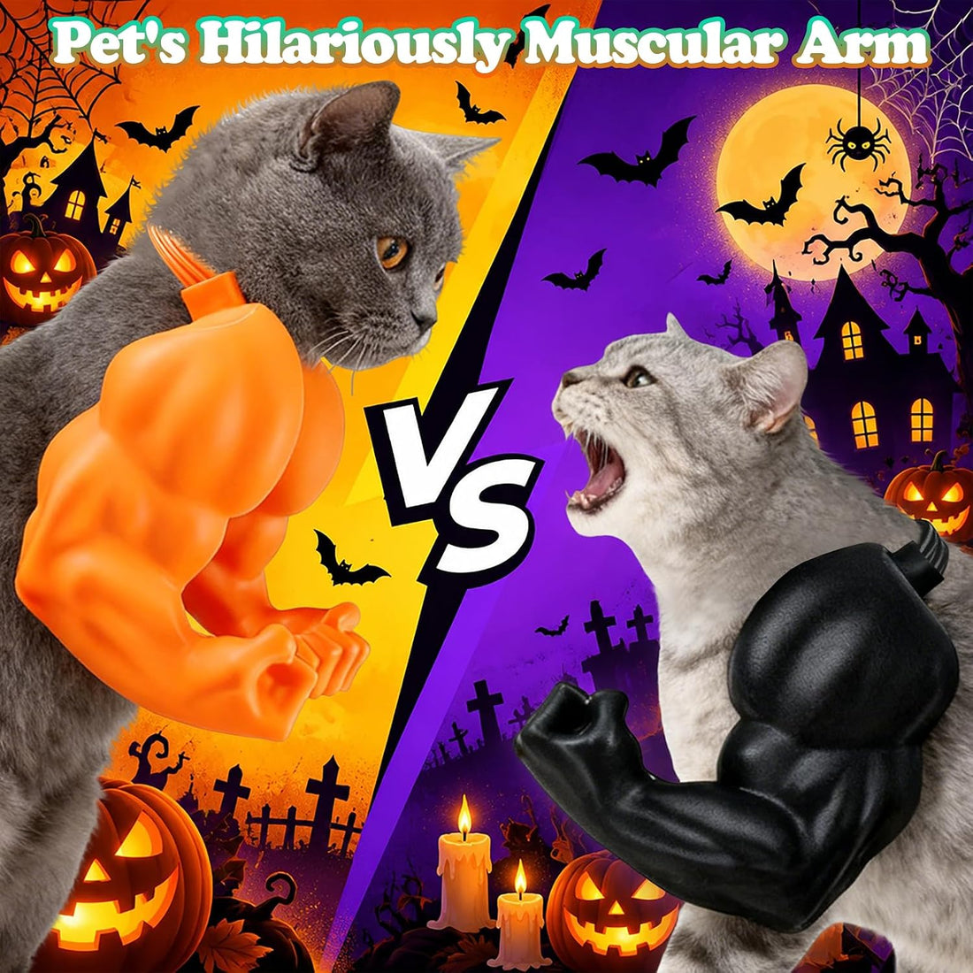 babyye Cat Toys Muscle Arms, Funny Printed Cat's Neck Arm with Muscle