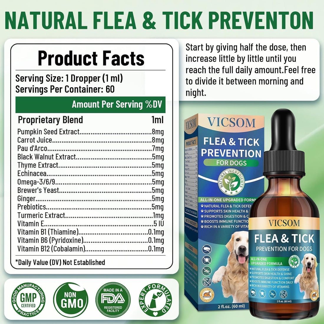 Natural Flea and Tick Prevention for Dogs, Dog Flea Treatment Drops