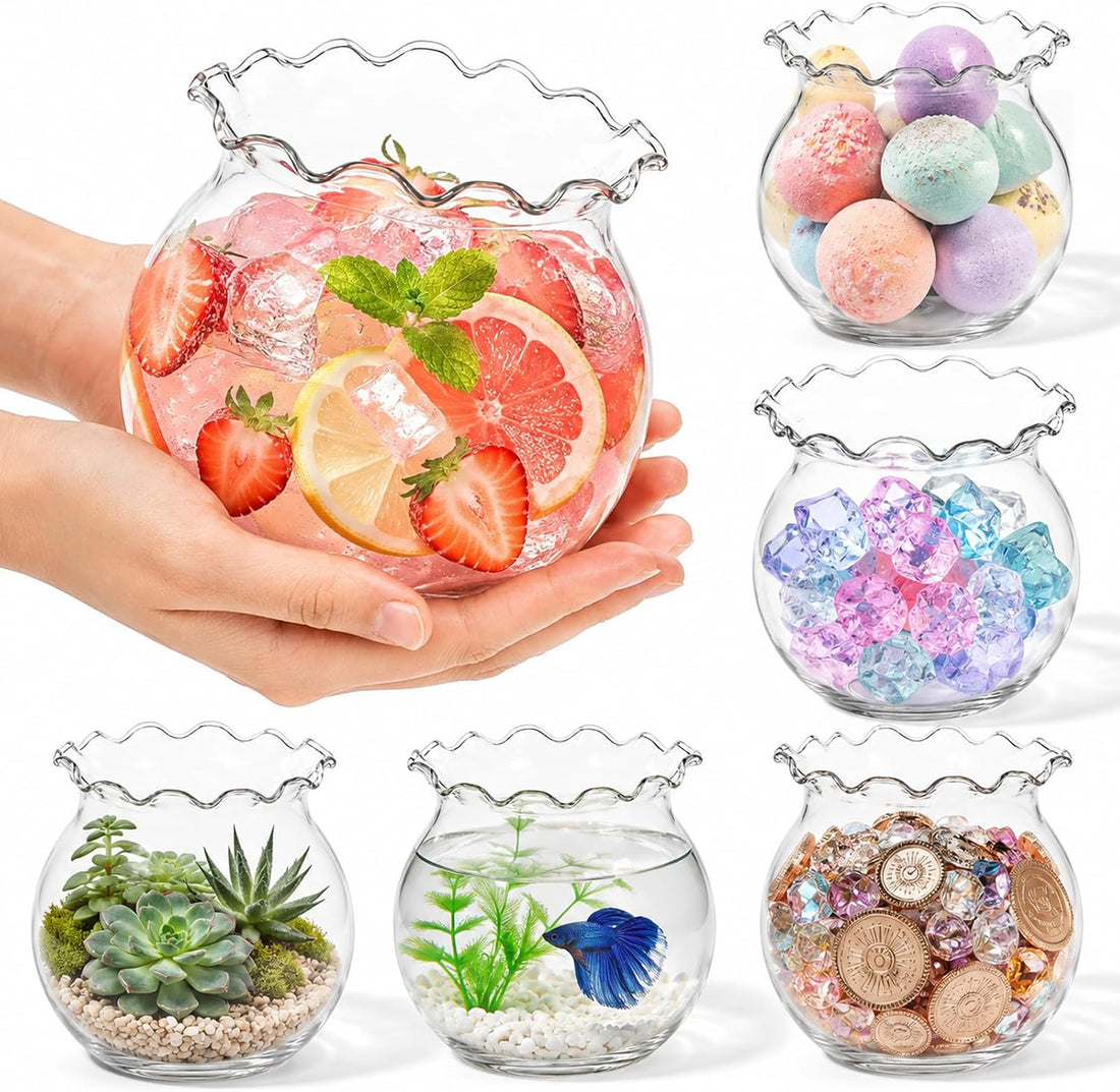 Mini Plastic Fish Bowl with Floral Trim for Parties