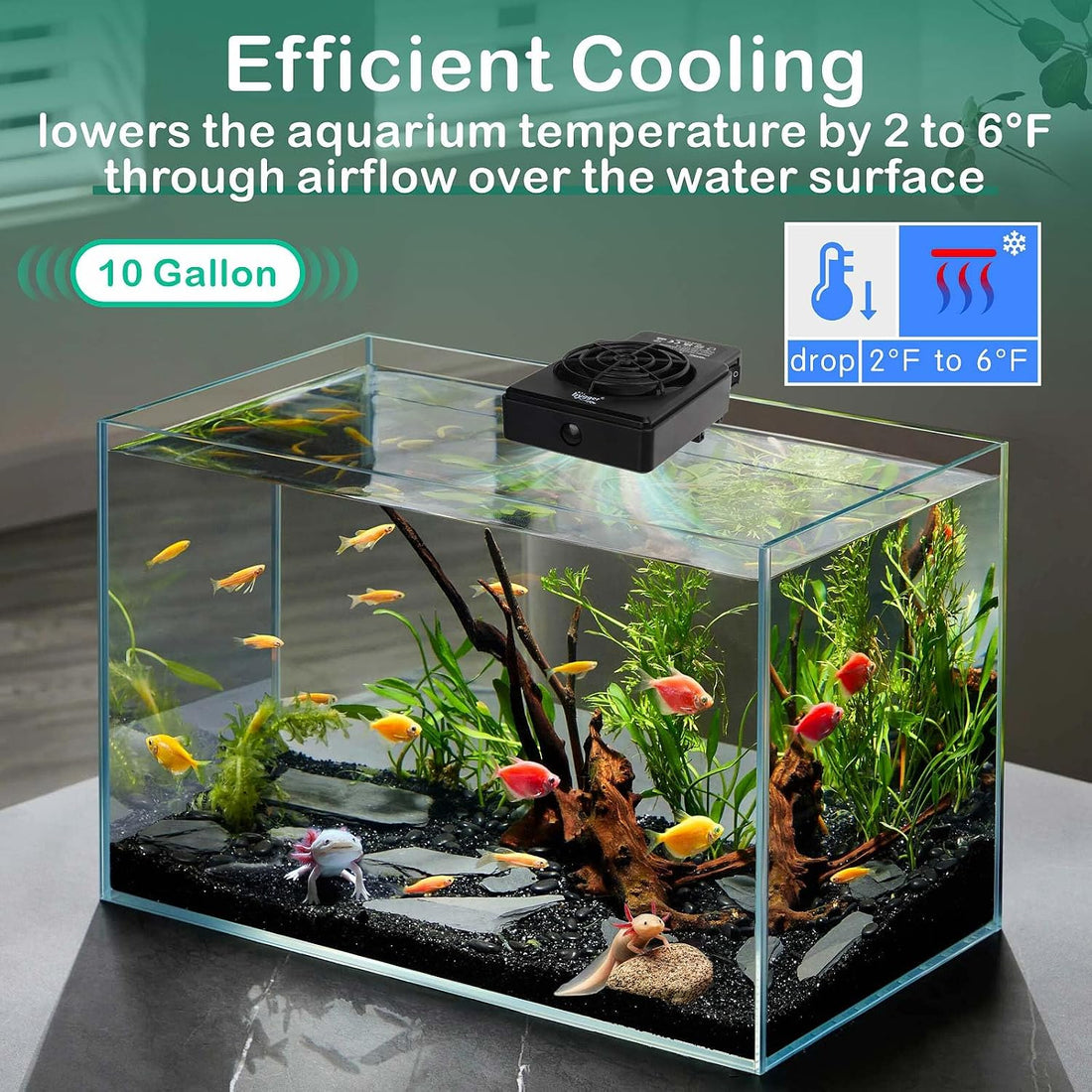 hygger Aquarium Cooling Fan Quiet 3-Head Fish Tank Chiller