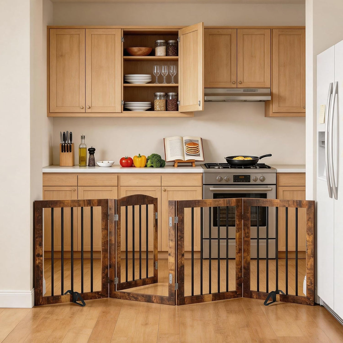 Vantas 96" x 30", No-Assembly Wooden Dog Gate with Door