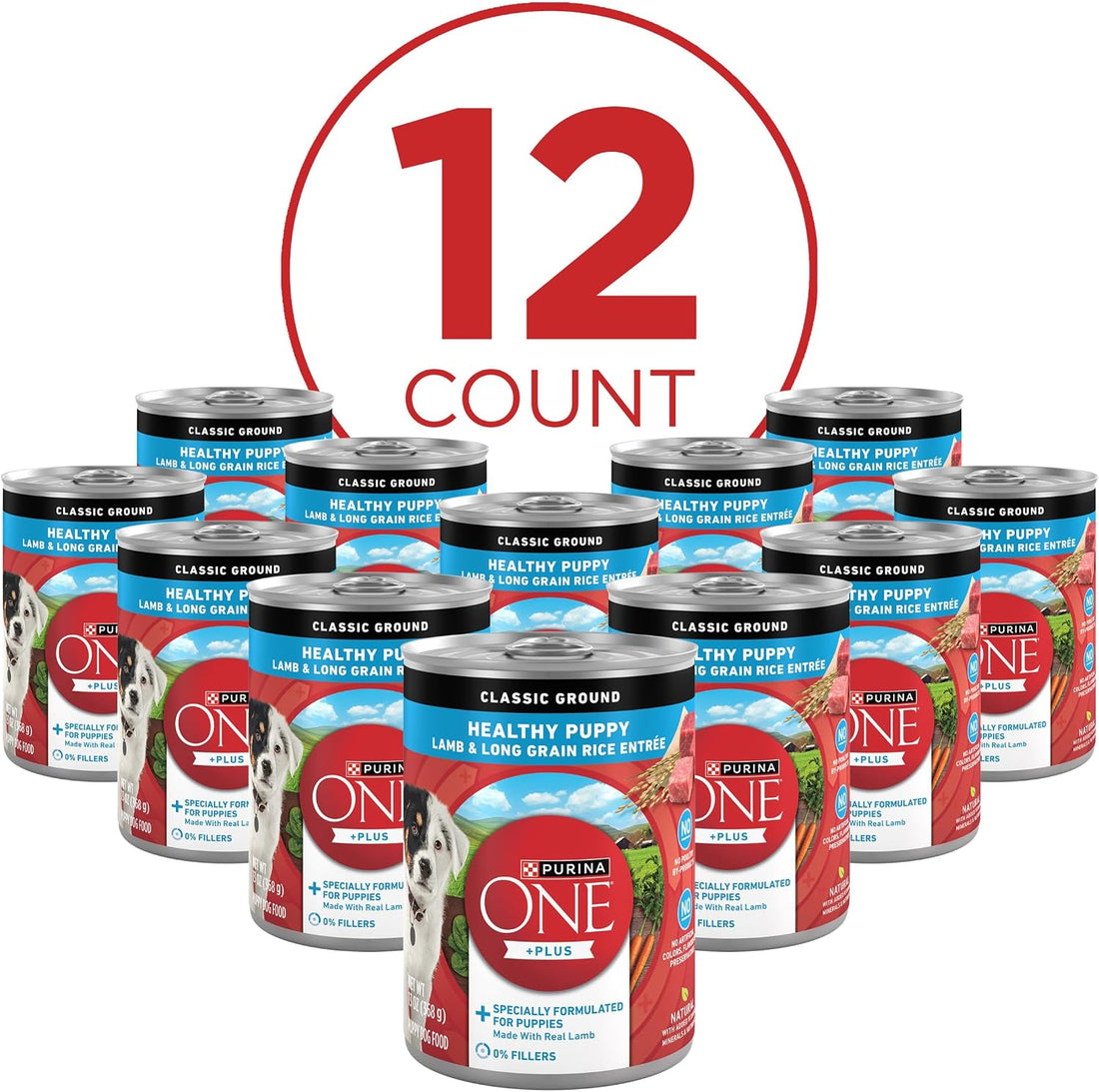 Purina ONE Plus Wet Puppy Food, Classic Ground, (12) 13 oz Cans